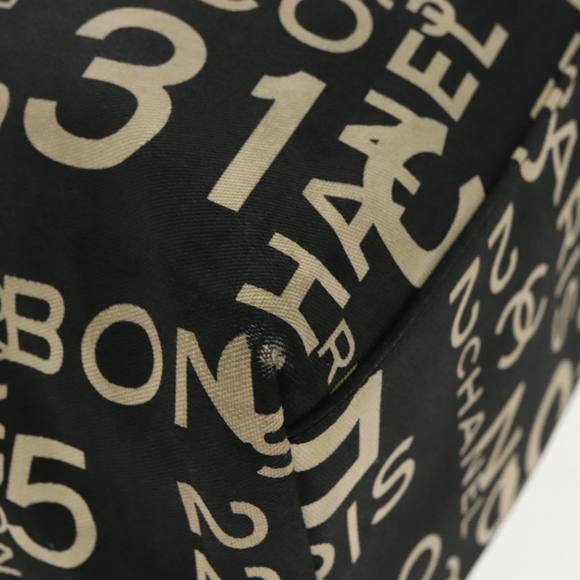 CHANEL Chain Bycy Tote Bag Canvas Plastic Black Clear Silver CC Auth am7247 - Picture 9 of 16